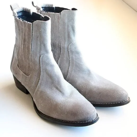 Splendid Grey Suede Leather Western Cowgirl / Cowboy Ankle Boots / Booties Sz. 8 - Picture 10 of 16